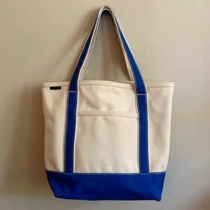 Lands End Medium Open Top Canvas Tote Blue
